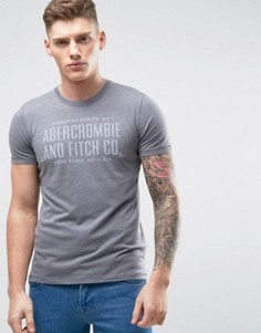 Серая обтягивающая футболка с принтом Abercrombie & Fitch - Серый