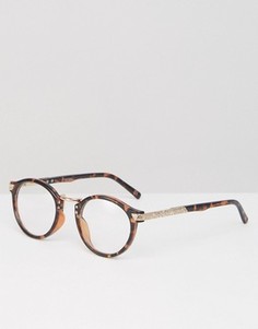 Круглые очки в винтажном стиле с черепаховой оправой и прозрачными стеклами ASOS - Коричневый