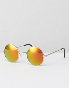 Круглые солнцезащитные очки с желтыми стеклами Jeepers Peepers - Серебряный