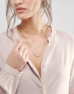 Ожерелье-чокер с тонкими цепочками и искусственным жемчугом ASOS - Розовый