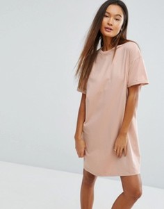 Платье-футболка с отворотами на рукавах ASOS Ultimate - Розовый
