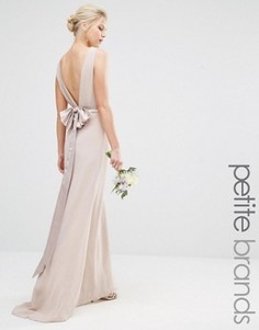 Свадебное платье макси с сатиновым бантом сзади TFNC Petite - Розовый