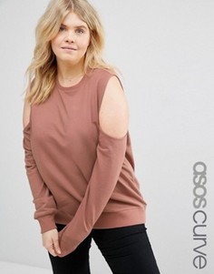 Свитшот с открытыми плечами ASOS CURVE - Розовый
