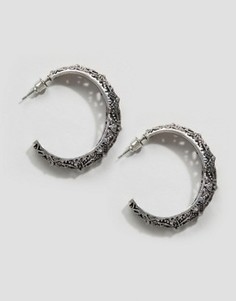 Серьги-кольца с филигранной отделкой Reclaimed Vintage - Серебряный