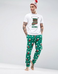 Рождественская пижама с футболкой и узкими джоггерами ASOS - Мульти