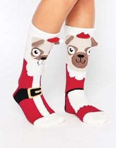 Рождественские носки с мопсами ASOS Mr And Mrs Santa - Мульти
