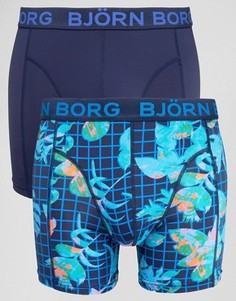 Боксеры-брифы из микрофибры с геометрическим и цветочным принтом (2 шт.) Bjorn Borg - Темно-синий