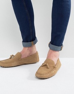 Бежевые замшевые мокасины с кисточками ASOS - Stone