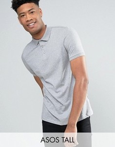 Серая меланжевая футболка-поло ASOS TALL - Серый