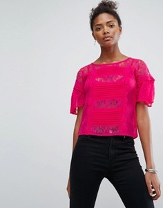Топ с кружевной отделкой New Look - Розовый