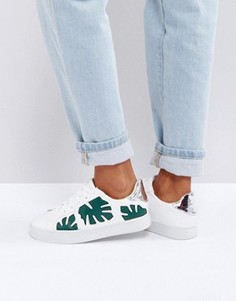 Кроссовки на шнуровке с листочками New Look - Белый