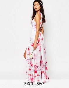 Платье макси с открытой спиной и разрезами по бокам Fame and Partners Ashleigh - Розовый