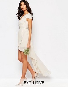 Асимметричное платье с открытыми плечами TFNC WEDDING - Серый