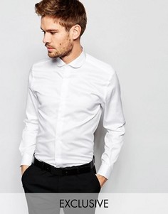 Эксклюзивная зауженная рубашка с закругленным воротником Number Eight Savile Row - Белый