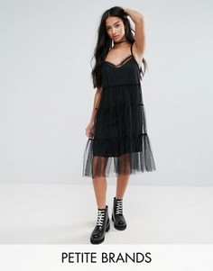 Ярусное сетчатое платье New Look Petite - Черный