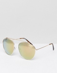 Солнцезащитные очки-авиаторы с зеркальными стеклами New Look - Коричневый