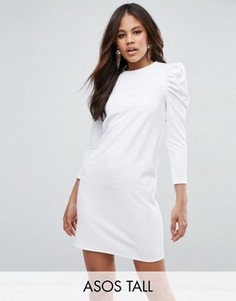 Платье мини из крепа с пышными рукавами ASOS TALL - Черный