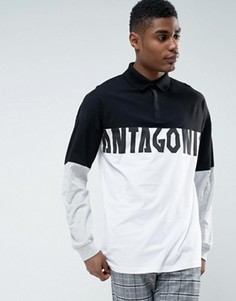 Свободное поло с длинными рукавами и принтом Antagonist ASOS - Белый