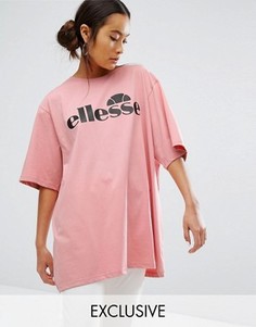 Oversize-футболка с контрастным логотипом Ellesse - Розовый