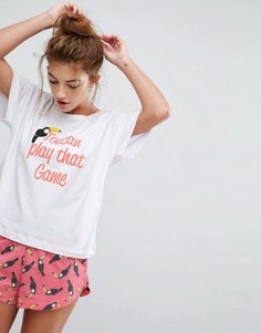 Пижамный комплект из шортов и футболки с принтом Toucan Play That Game ASOS - Мульти