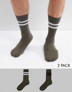 Комплект из 2 пар спортивных носков цвета хаки ASOS - Зеленый