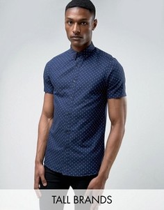 Рубашка в горошек с короткими рукавами Burton Menswear TALL - Темно-синий