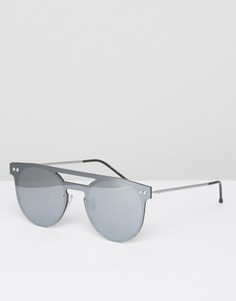 Круглые солнцезащитные очки с планкой сверху Spitfire - Серебряный
