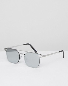 Серебристые квадратные солнцезащитные очки с планкой сверху Spitfire - Серебряный