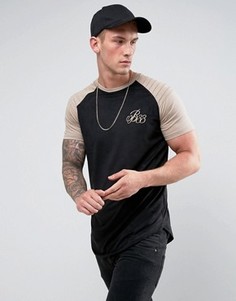 Черная обтягивающая футболка из искусственной замши Bee Inspired - Черный