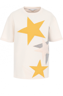 Хлопковая футболка с нашивками в виде звезд Stella McCartney