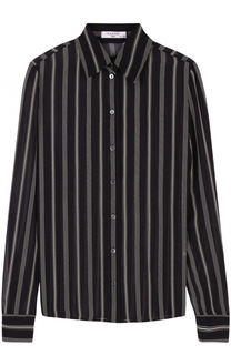 Шелковая полупрозрачная блуза в полоску Lanvin
