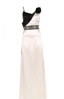 Платье-макси с высоким разрезом и контрастной отделкой Lanvin