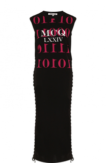 Платье со шнуровкой и контрастной надписью MCQ