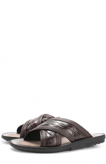 Кожаные шлепанцы с отделкой из кожи крокодила Tod’s
