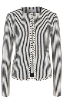 Жакет в полоску с бахромой и круглым вырезом HUGO