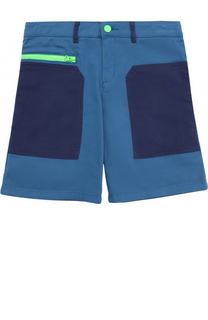 Хлопковые шорты с накладными карманами и контрастной молнией Stella McCartney