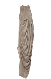 Бархатное платье асимметричного кроя с драпировкой Rick Owens