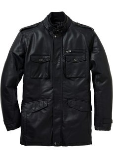 Удлиненная куртка Regular Fit из искусственной кожи (черный) Bonprix