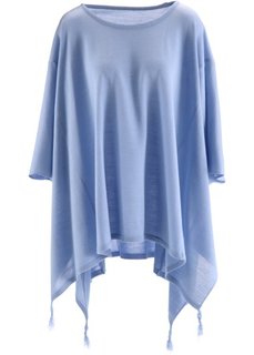 Пуловер с удлиненными боковыми краями (жемчужно-синий) Bonprix