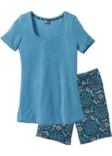 Пижама с длинными шортами (серо-голубой с принтом) Bonprix