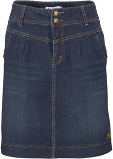 Джинсовая юбка стреч (темно-синий «потертый») Bonprix
