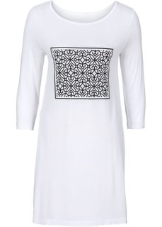Удлиненная футболка (белый с рисунком) Bonprix
