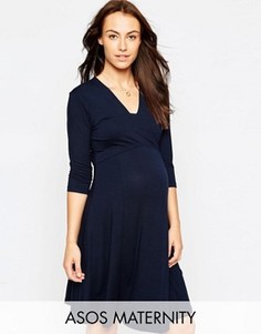 Платье мини для беременных с V‑образным вырезом ASOS Maternity - Темно-синий