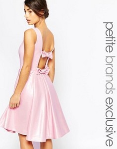 Платье для выпускного с бантом сзади John Zack Petite - Розовый