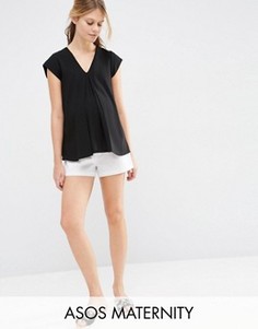 Льняные шорты‑трапеция для беременных ASOS Maternity - Зеленый