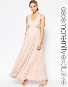 Платье макси с защипами для беременных ASOS Maternity - Розовый