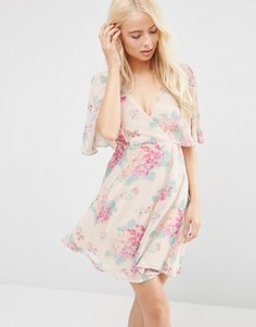 Платье с принтом, короткими рукавами и запахом ASOS - Мульти
