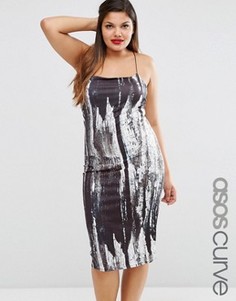 Облегающее платье миди с абстрактным принтом ASOS CURVE - Мульти
