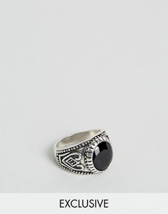 Кольцо с черным камнем Reclaimed Vintage Inspired - Серебряный
