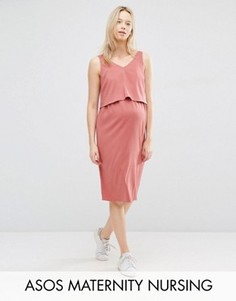 Платье с двухслойным лифом для кормящих мам ASOS Maternity - Розовый